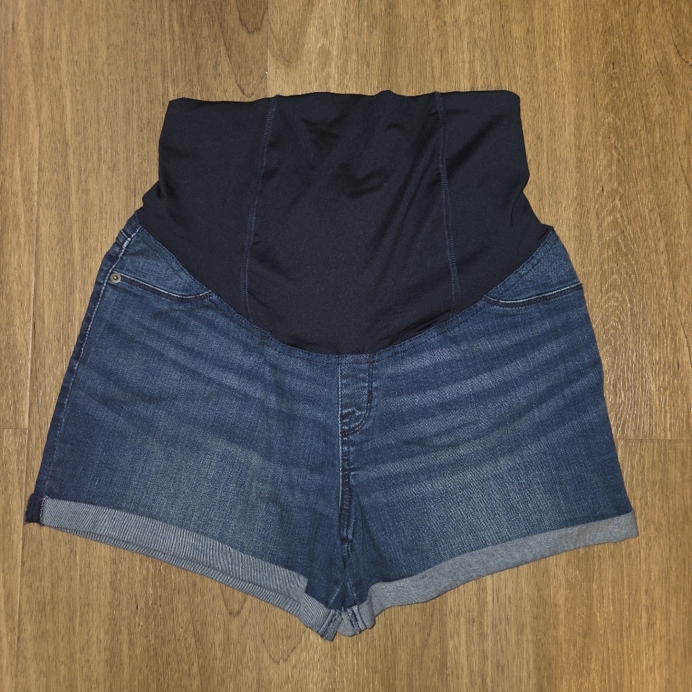 Isabel Maternity by Ingrid & Isabel High Waist Blue Denim Shorts